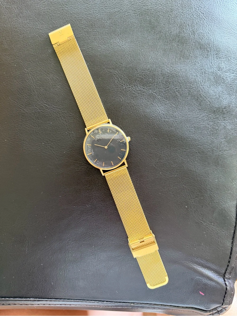 Votch Minimalist Rose Gold Mesh Watch with Black Dial